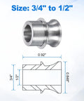 Eight Piece High Misalignment Spacers Three Quarters To One Half Inch Standard Ball Width Stainless Steel Rod End Spacers For Automotive DIY Projects Heavy Duty Wear Resistant, 3/4 to 1/2 in