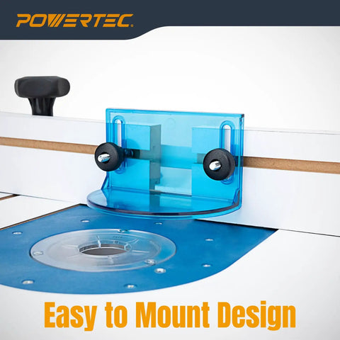 Full Size Router Bit Guard Kit With Mounting Hardware For Router Tables And Fence shown installed on router table