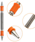 Close-up of 4 Piece Dual Head Nail Setter And Center Punch Kit showing engraved metal shaft and orange handles