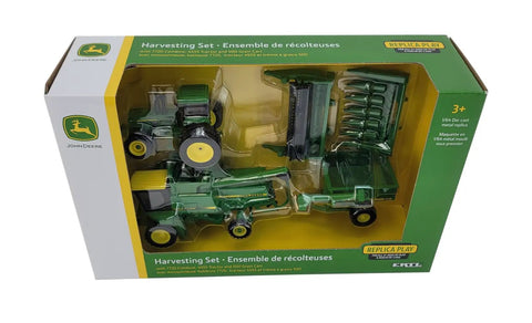 One Sixty Fourth Scale Harvesting Set With 4555 Tractor 7720 Combine With Two Heads And 500 Grain Cart Realistic Farm Toy