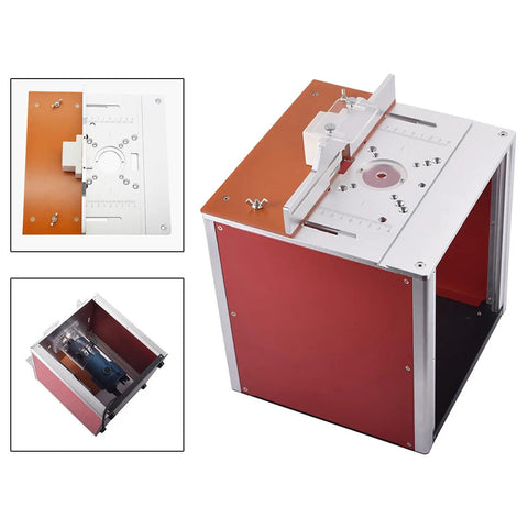 Premium Aluminum Router Table Insert Plate With Slick Flat Surface For Precision Wood Trimming And Engraving Work Featuring No Sweat Mounting And Bulletproof Stability For Your Daily Shop Projects, showing top view and side perspective.