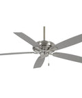 60 Inch Energy Star Ceiling Fan With DC Motor, 4 Speed Pull Chain, Brushed Nickel Finish, Crazy Quiet Power, Smooth Airflow