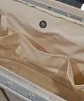 Interior view of Canvas Tool Bag With Leather Bottom And Wide Opening For Easy Access, 18 Inch, 11 Pockets, No 8 Natural Canvas