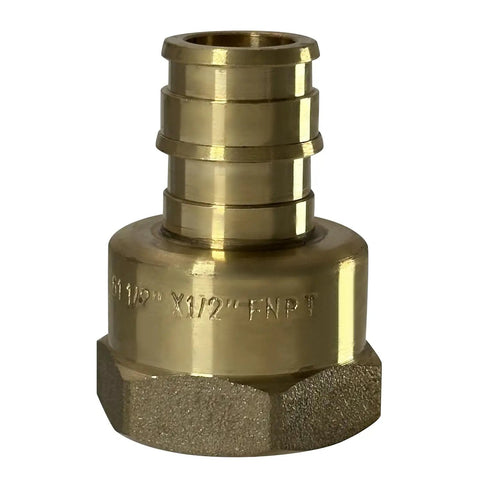 Brass adapter from 10 Piece PEX Expansion Adapter Set One Half Inch PEX A To One Half Inch Female NPT F1960 Certified