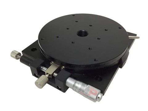 R125B L Manual Rotating Stage With 125 mm Platform Diameter Ball Bearing Construction 360 Degree Coarse Rotation Plus Minus 5 Degree Fine