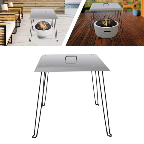 Stainless Steel Fire Pit Heat Deflector With Sturdy Foldable Legs Even Heat Distribution For Outdoor Bonfires 24x24x24 Inch