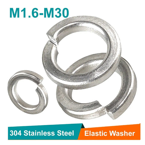 Lock Washers 304 Stainless Steel M1.6 To M30, 5-50 Pcs For Fasteners, Spring Lock Design Prevents Loosening From Vibration.