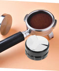Pro Grade Reusable Metal Tamper Set For Espresso Machines with aluminum hand tamper and espresso press tool on table
