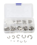 120 Piece E Clip Circlip Set Pro Grade 304 Stainless Steel Retaining Rings Assortment 1.5mm To 10mm Rust Resistant C Shape Fasteners For Heavy Duty Machinery Repair And Maintenance, assorted in storage box