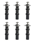 Universal Toilet Seat Hinges With Expanding Rubber Top Nuts And Stainless Steel Gaskets For Blind Hole Mounting six black hinge bolts with silver tops