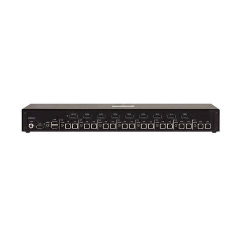 Heavy Duty Eight Port Displayport Kvm Switch With Us Govt Niap Tight Security And Cac Port For Smooth 4K Screen Switching and Bulletproof Office Hardware Organization - Front view showing multiple input and output ports.