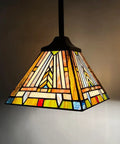 Tiffany Style Pendant Light Fixture With Dope Vintage Mission Farmhouse Charm 8 Inch Wide Stained Glass Pendant Light lit