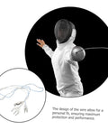 Women’s Foil Fencing Body Cord And Mask Connector Cable with durable stainless steel clip, ideal for outdoor epee practice.