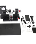 Eryue 60w Mini Metal Lathe With 12000Rpm Motor For Precision Machining Soft Metals And Wood, compact benchtop tool set with accessories.