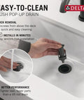 Easy-to-clean push pop-up drain with Modern Matte Black Bathroom Faucet For Vanity 1 Or 3 Hole Installation With Deck Plate