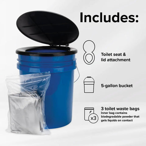 Rock Solid Five Gallon Portable Toilet Bucket With Snap On Seat And Lid Campout Ready For Hunting Or Rv Travel Delivers Slick Wipe Down Cleaning And Snug Secure Fit Every Time