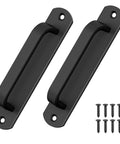 5.7 Inch Aluminum Sliding Barn Door Handle Set For Cabinets And Closets Sturdy Build Cabinet Pull Black 2 Pack with screws