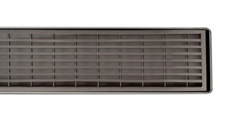 Plug And Play Slick 47 Inch Stainless Steel Linear Shower Drain With Crisp Groove Lines and Hassle Free Pop Off Basket Strainer for Zero Stress Bathroom Upgrades, top view detailing.