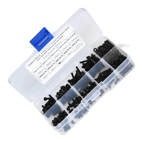 Heavy Duty 12.9 Grade M2.5 Hex Socket Screw Bolt Kit With Rust Proof Coating in plastic case with mixed lengths