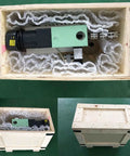 No Fuss Single Screw 3D Printer Filament Extruder Machine packed in wooden crate with protective wrapping for shipping.