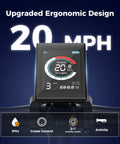 Electric Mountain Bike For Adults With 1000W Peak Motor And 20 MPH Top Speed display showing ergonomic design features