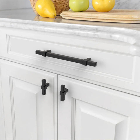 Tough As Nails Matte Black 5 Inch Kitchen Cabinet Pulls Solid Zinc Drawer Knobs Rust Resistant Cabinet Hardware for modern kitchens.