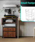Mobile Heat Press Table with pull-out tray, heavy duty 4 tier foldable cart on wheels, workhorse storage for crafting projects.