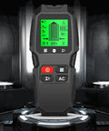 7 in 1 Smart Stud Finder Wall Scanner with LCD Display showing green backlit screen and buttons, ergonomic design for home use.
