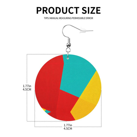 Lowkey Fresh Irregular Grid Pattern Dangle Earrings For Women Crafted From Smooth Pvc Leather Featuring Ultra Lightweight Silver Plated Hooks Comfortable For Sensitive Ears Daily Streetwear Vibe Essential Gear showing product size 1.77 inches.
