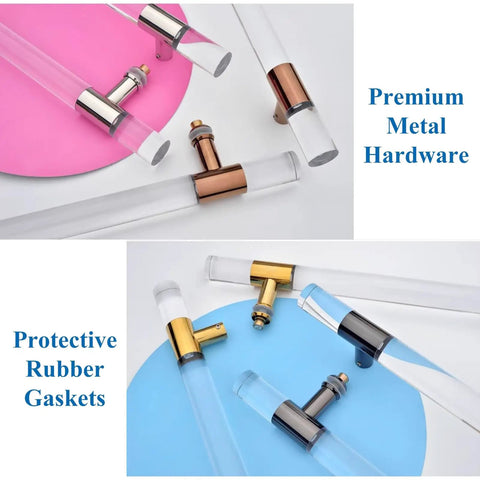 Heavy Duty Solid Acrylic Door Handles Set With Clear Crystal Push Pull Double Sided Hardware Kit No Fuss Easy Install
