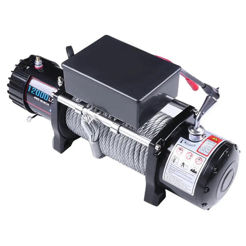 Heavy Duty 12000 Lb Electric Winch For Off Road Trucks, Jeep, And Suv, 12 Volt Waterproof IP68 design with steel cable and motor.