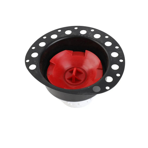 Freestanding Bathtub Drain Kit, Brass ABS Anti-Backflow for Home, showing a black and red drain component with a round design.