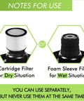 Foam Sleeve and Filter Replacement Kit for 5 Gallon Wet Dry Vacuums Compatible With 90304 90585 90350 90333 Includes 9010700 diagram