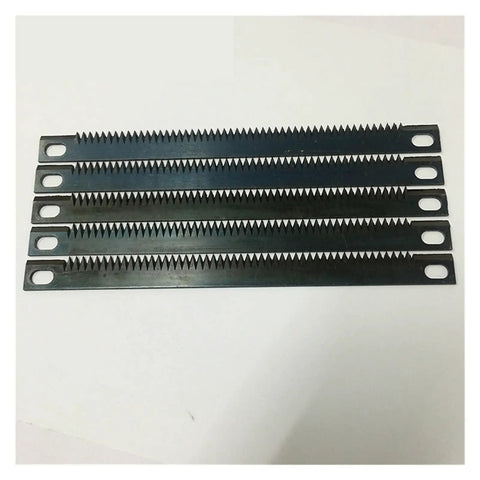 Heavy Duty Tea Bag Sealing Machine Tooth Blades Replacement Parts Vertical Packing Knives For Industrial Packaging Built Tough High Hardness Wear Resistant Knockout Sharp 5 Pack Set stacked serrated blades.