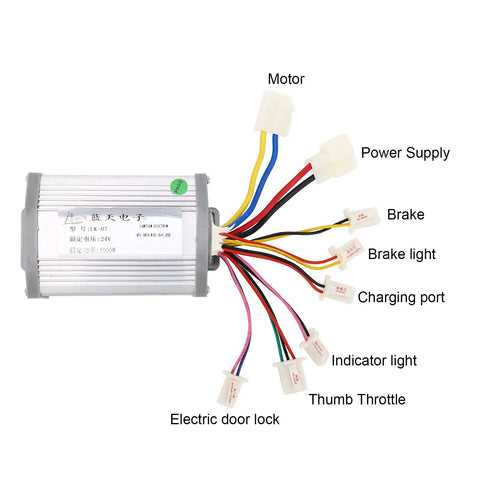 Electric Bike Speed Controller And Throttle 24V 1000W Brush Motor Controller With Thumb Throttle Set For E Bike Scooter Accessories Includes Undervoltage Overcurrent And Stall Protection