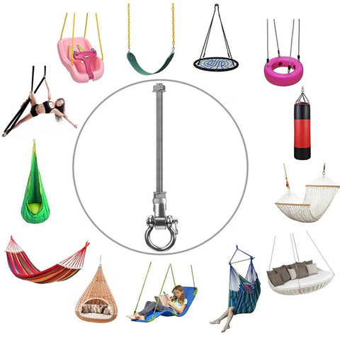 4 Pack Heavy Duty Swing Hangers With Bearings 304 Stainless Steel Swing Set Brackets 1500Lb Capacity shown with swings