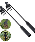 Garden Weed Pulling Tool With Four Teeth Workhorse Weeder For Easy Weeding And Soil Loosening Made From Manganese Steel Ergonomic Hand Tool For Vegetable Gardens Planting Beds Black Finish Two Pack Sixteen Inches, two black 4-tine weed pullers