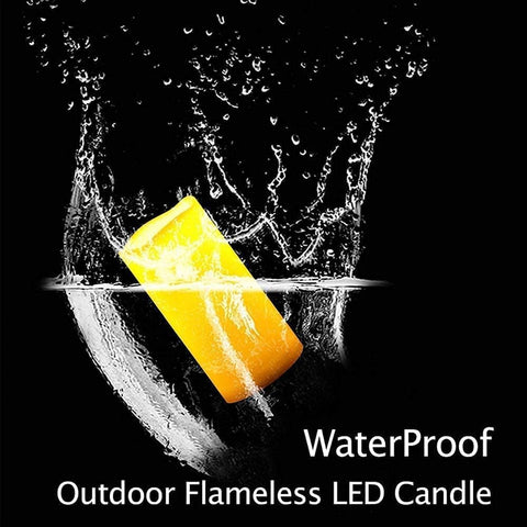 Eight Piece LED Flameless Candle Set Waterproof Resin Battery Operated Indoor Outdoor White With Realistic Warm Yellow Glow