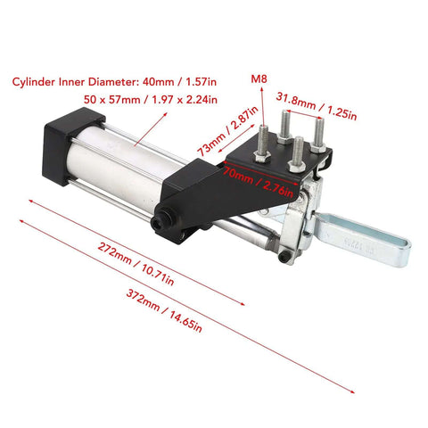 Beefy Pneumatic Toggle Clamp With 340kg Holding Force, G1/8in Air Cylinder Clamp dimensions for welding and mold making