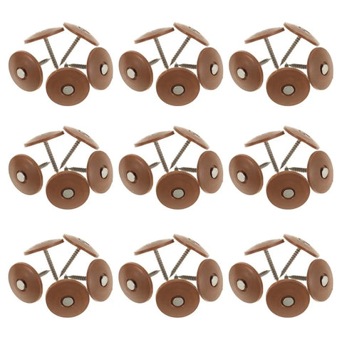 Bang For Your Buck Rock Solid Galvanized Roofing Nails With Plastic Washers For House Wrap Insulation Foam Board And Felt Sealing 200 Pack view of heavy duty fasteners with brown rubber seals.