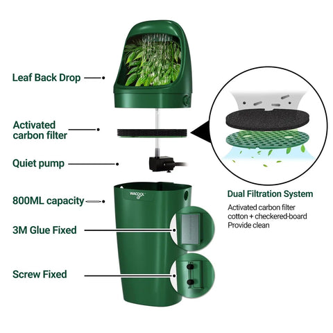 Automatic Reptile Water Dripper Keeps Your Herp Squad Properly Quenched With A Smooth Chameleon Drinking Fountain And Steady Drip System showing activated carbon filter, dual filtration.