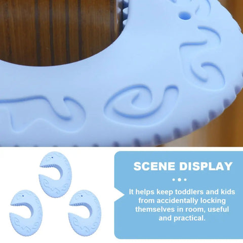 Close-up of sky-blue 3 Pack Silicone Door Stopper Set For Safety Anti Skid Hold Doors Steadily And Prevent Slamming Dope Durable