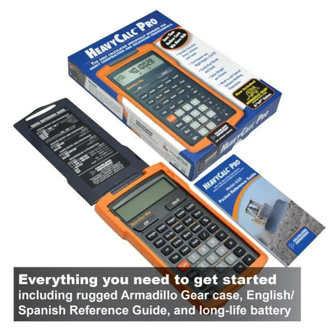HeavyCalc Pro Dirt-Math Calculator for Excavation and Heavy Construction Pros, Feet-Inches Tenths Yards and Metric Measurements, Stake-Out Drops, Truck Load Volumes, Grade and Slope Keys for Fast Right-Angle Diagonals and Square-Ups