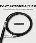 155 cm Extended Air Hose for continuous operation, flexible connection, suitable for pneumatic tools and compressors.