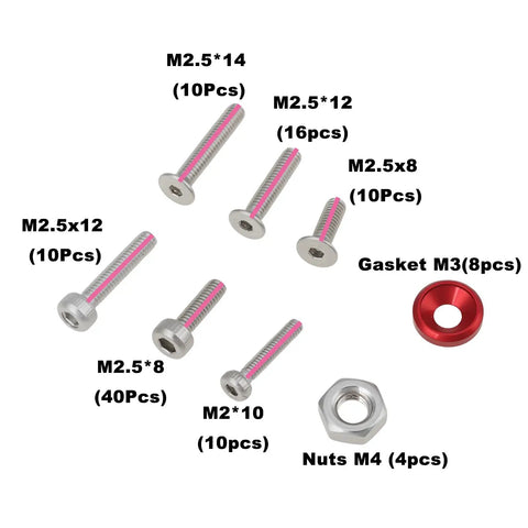 108 Piece Hex Socket Screw And Washer Kit For 1 By 18 Scale RC Cars Including Granite Typhon Mojave Grom, assorted screws, washers