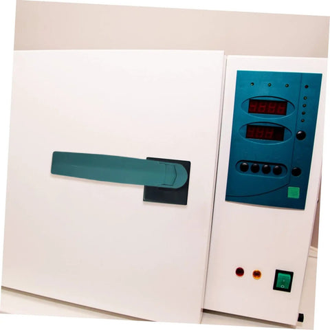 Heavy Duty Oven Handle Replacement For Commercial Kitchen Equipment on a white oven, ergonomic design with a green grip.
