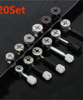 50 Piece Built Tough Cam Lock Fittings And Furniture Connector Hardware Kit With Rust Resistant Cam Screws and assorted hardware view.