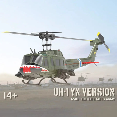 Huey RC Helicopter Shark Mouth Edition For Adults 1 To 48 Scale Flybarless 2.4G 6CH Stunt RC Helicopter with 6 Axis Gyroscope