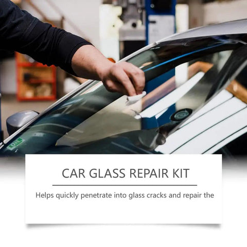 Car owner using Windshield Crack Repair Kit With Advanced Glass Repair Liquid For Cracks And Chips DIY Fast Fix That Deeply Penetrates