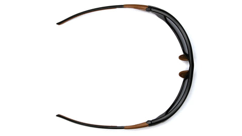 Top view of Carbondale Safety Sunglasses with Sandstone Bronze Lens and Black Tan Frame built for the jobsite ANSI Z87.1 Impact Eyewear.